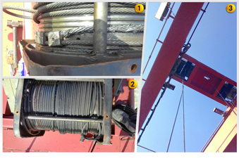 Image 1 to 3: Replace of hoist wire rope